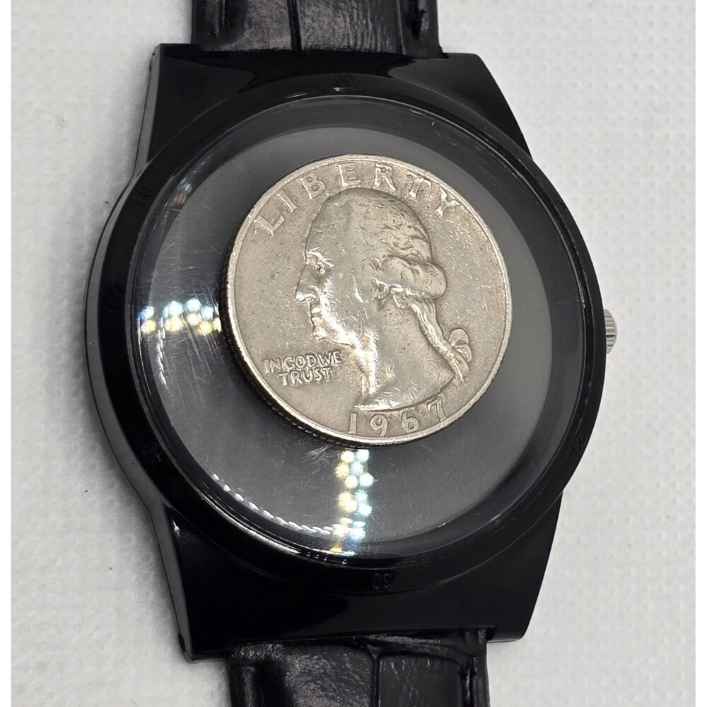 Men's Flud Minimalist Round Black Dial Case Quartz Black Leather Strap Watch 04 - Picture 7 of 9